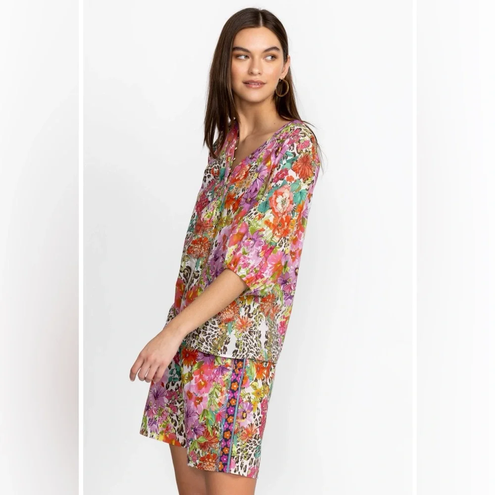 JOHNNY WAS 2 Piece Wild Garden Blouse and Short Set - Women’s Large - Picture 3 of 16